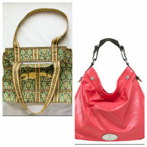 The tote bag and a red hobo bag